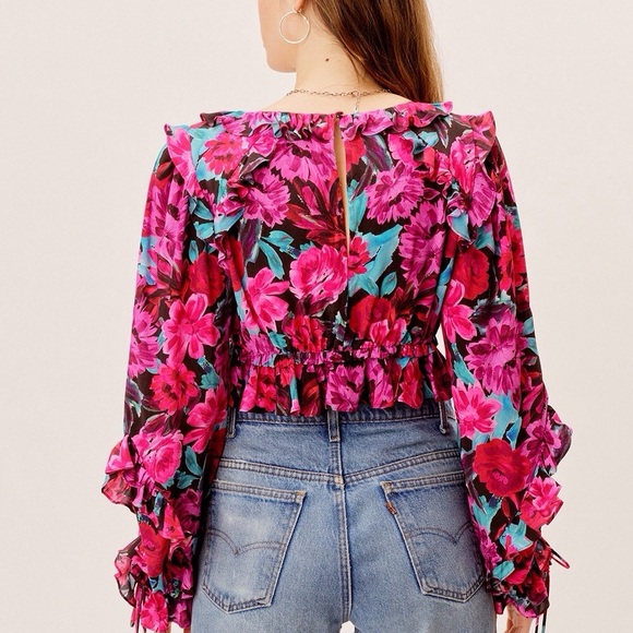 For Love And Lemons Floral Pink and Black Blouse PRICE FIRM - Picture 3 of 3